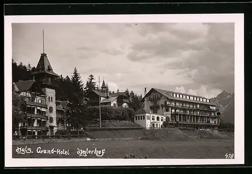 AK Igls, Ortspartie mit Grand-Hotel Iglerhof