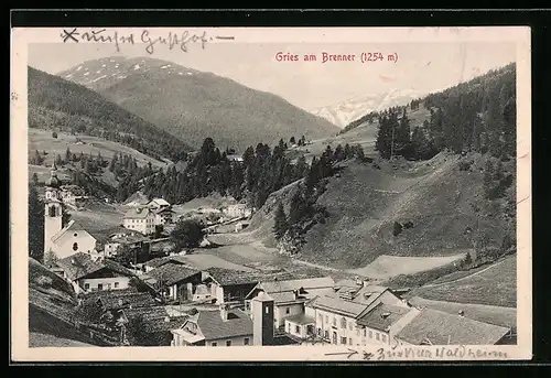 AK Gries a. Brenner, Teilansicht mit Kirche von oben