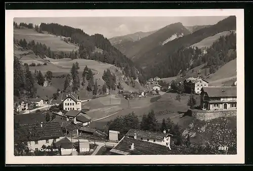 AK Gries a. Brenner, Teilansicht mit Feldern von oben