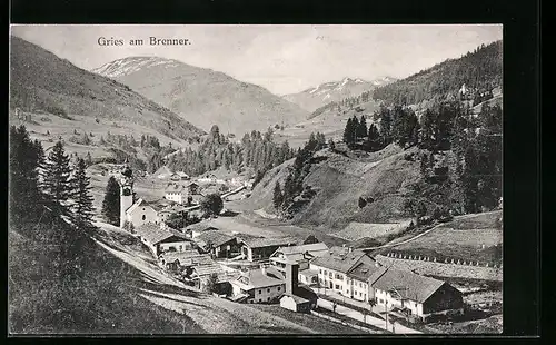 AK Gries a. Brenner, Totalansicht mit Umgebung aus der Vogelschau