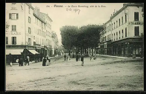 AK Vienne, Le Cours Romestang, cote de la Gare