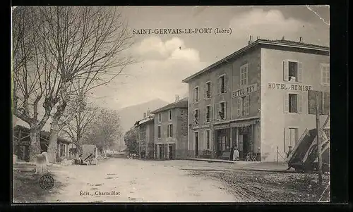 AK Saint-Gervais-le-Port, Strassenpartie mit Hotel Remise