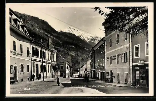 AK Obervellach, Hauptplatz mit Bergpanorama