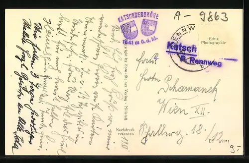 AK Katschberg, Blick auf den Alpengasthof Katschberg-Höhe