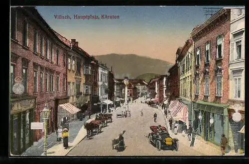 AK Villach, Hauptplatz mit Geschäften