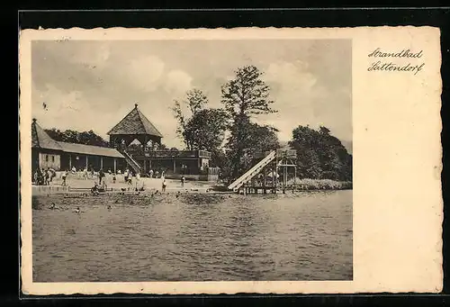 AK Sattendorf, Strandbad mit Wasserrutsche, Ossiacher See