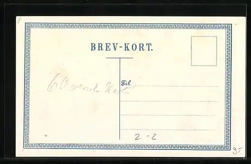 Präge-AK Briefmarken von Dänemark, Landkarte und Wappen