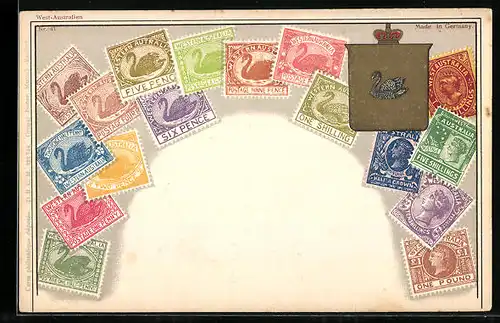 AK Briefmarken und Wappen von Australien