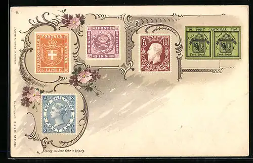 Lithographie Briefmarken Belgien, Tenebras, Kgl. Post F. R. M., Blumen-Ornamente