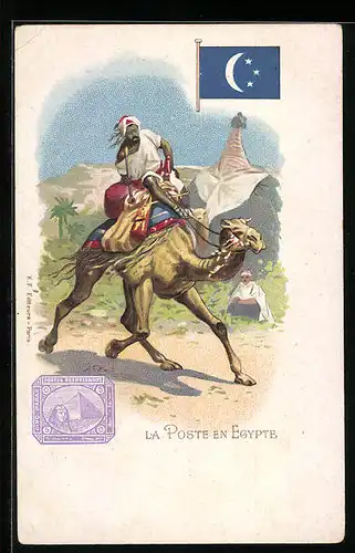 Lithographie La Poste en Egypte
