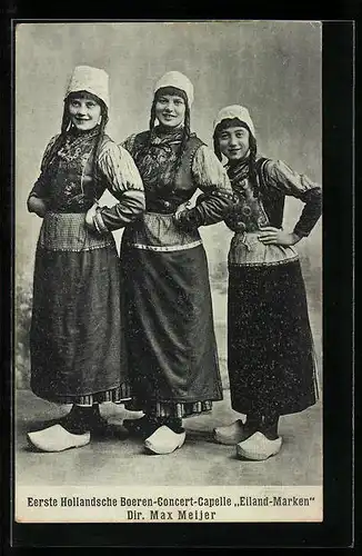 AK Eerste Hollandsche Boeren-Concert-Capelle Eiland-Marken, Dir.: Max Meijer