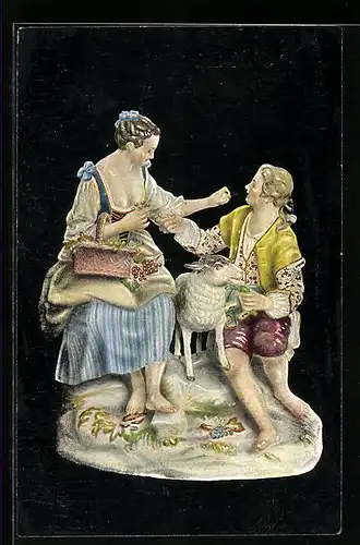 AK Meissner Porzellan: Schäferstündchen, Reife Trauben, 1765