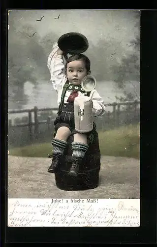 AK Junge in Tracht mit Bierkrug