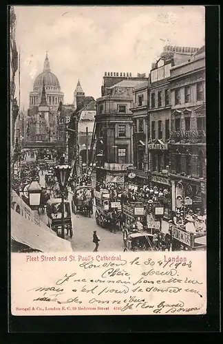 AK London, Fleet Street and St. Paul`s Cathedral