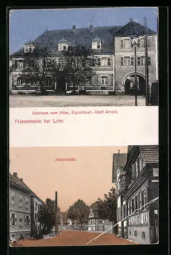 AK Friesenheim bei Lahr, Gasthaus zum Adler und Adlerstrasse