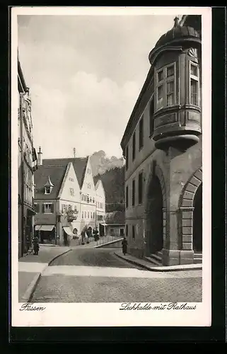 AK Füssen, Lechhalde mit Rathaus