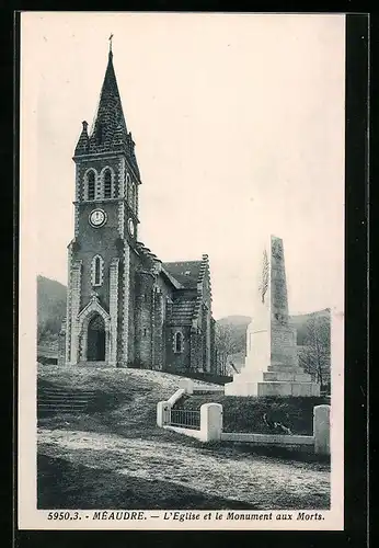 AK Méaudre, L`Eglise et le Monument aux Morts