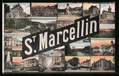 AK St-Marcellin, Wasserfall, Viadukt, Brunnen