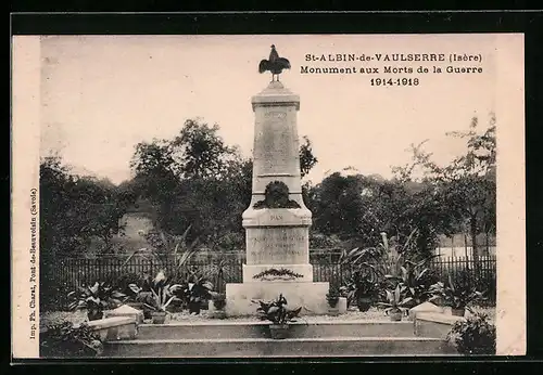 AK St-Albin-de-Vaulserre, Monument aux Morts de la Guerre 1914-18