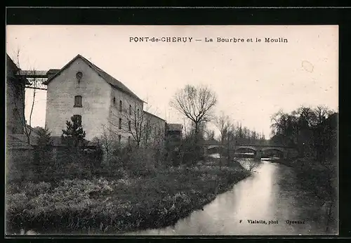 AK Pont-de-Chéruy, La Bourbre et le Moulin
