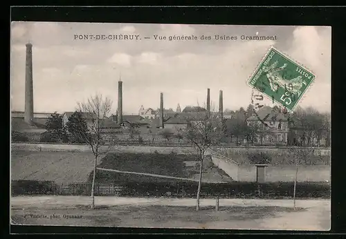 AK Pont-de-Chéruy, Vue générale des Usines Grammont