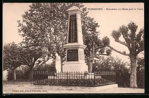 AK Romagnieu, Monument aux Morts pour la Patrie