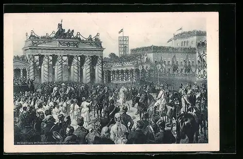 AK Berlin, Einzug der Truppen am Brandenburger Tor, Reichseinigungskriege