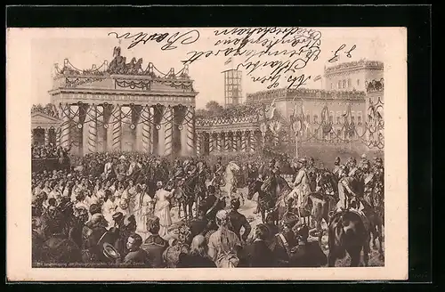 AK Berlin, Einzug der Truppen am Brandenburger Tor, Reichseinigungskriege