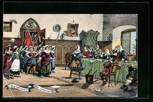 Künstler-AK Die Weiber von Schorndorf