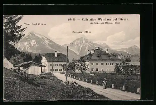 AK Füssen, Zollstation Weishaus, Landesgrenze Bayern-Tirol, Vilser Kogl, Rossberg