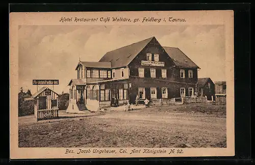 AK Gr. Feldberg i. Taunus, Hotel Restaurant Cafe Walküre, Ansichtspostkarten-Verkauf