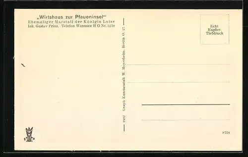 AK Berlin-Wannsee, Gasthaus Wirtshaus zur Pfaueninsel Gustav Prinz, Garten