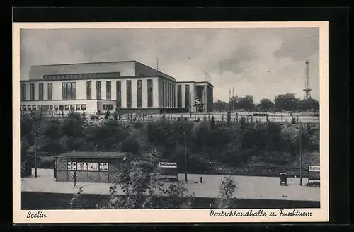 AK Berlin-Charlottenburg, Deutschlandhalle und Funkturm