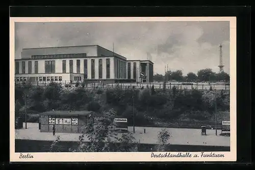 AK Berlin-Charlottenburg, Deutschlandhalle und Funkturm