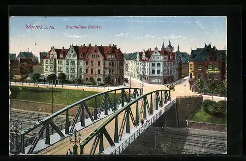 AK Worms a. Rh., Brunhilden Brücke