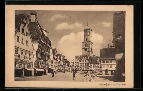 AK Biberach, Marktplatz mit Passanten