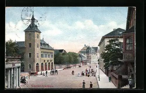 AK Giessen, der Brandplatz mit Kirche