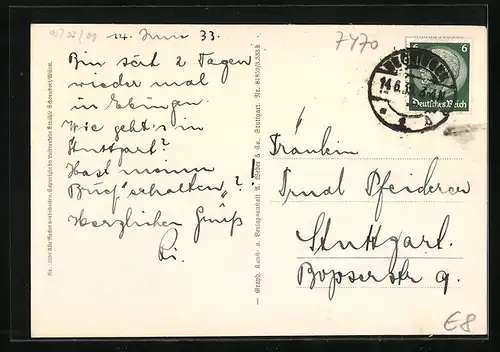 AK Ebingen, Ortsansicht vom Flugzeug aus