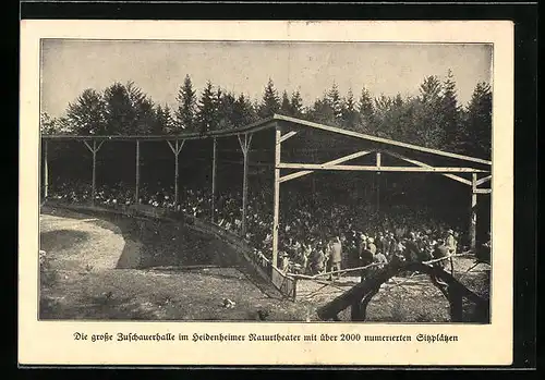 AK Heidenheim, Volksschauspiel, Zuschauerhalle im Heidenheimer Naturtheater mit Besuchern