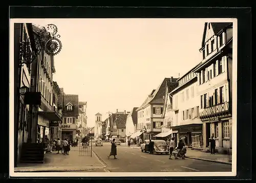 Foto-AK Oberkirch, Hauptstrasse mit evang. Kirche