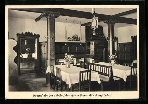 AK Offenburg, Bauernstube des althistorischen Hotels Sonne
