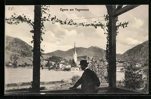 AK Egern /Tegernsee, Ortsansicht mit Kirche