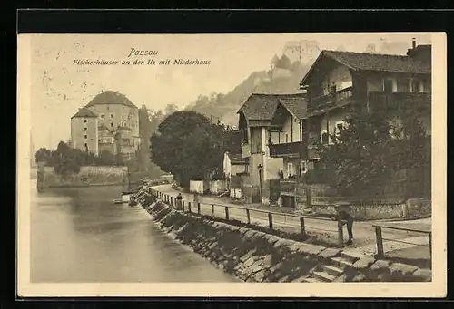 AK Passau, Fischerhäuser an der Ilz mit Niederhaus