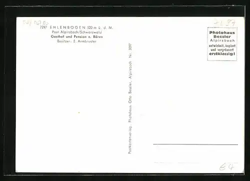 AK Ehlenbogen, Gasthof und Pension z. Bären, Bes. E. Armbruster