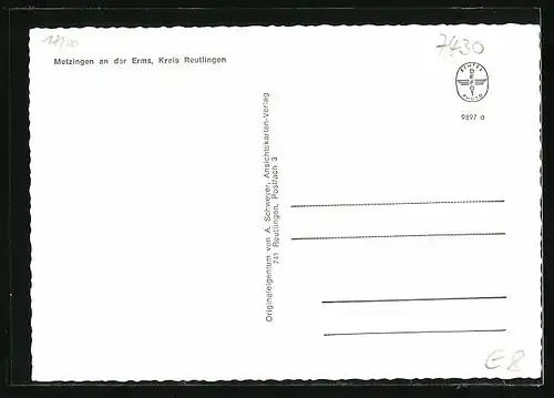 AK Metzingen a. d. Erms, Panorama der Ortschaft