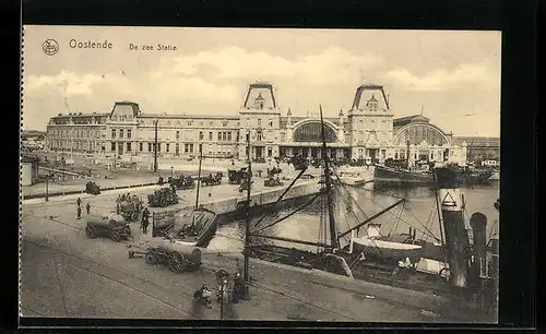 AK Oostende, De zee Statie, Bahnhof