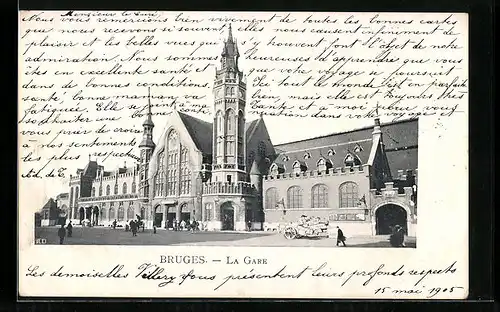 AK Bruges, La Gare, Bahnhof