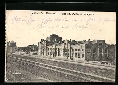 AK Siedlec, Blick zum Bahnhof, Gleisseitig