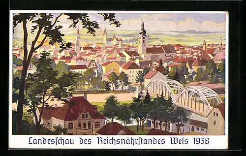 Künstler-AK Wels, Landesschau des Reichsnährstandes 1938