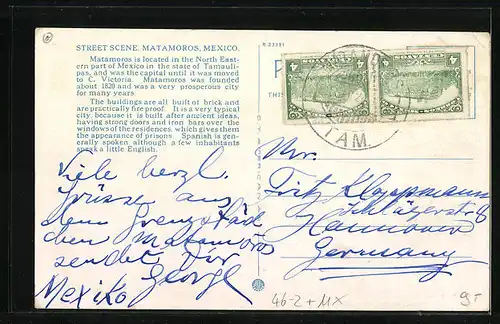 AK Matamoros, Street Scene, Pferdebahn